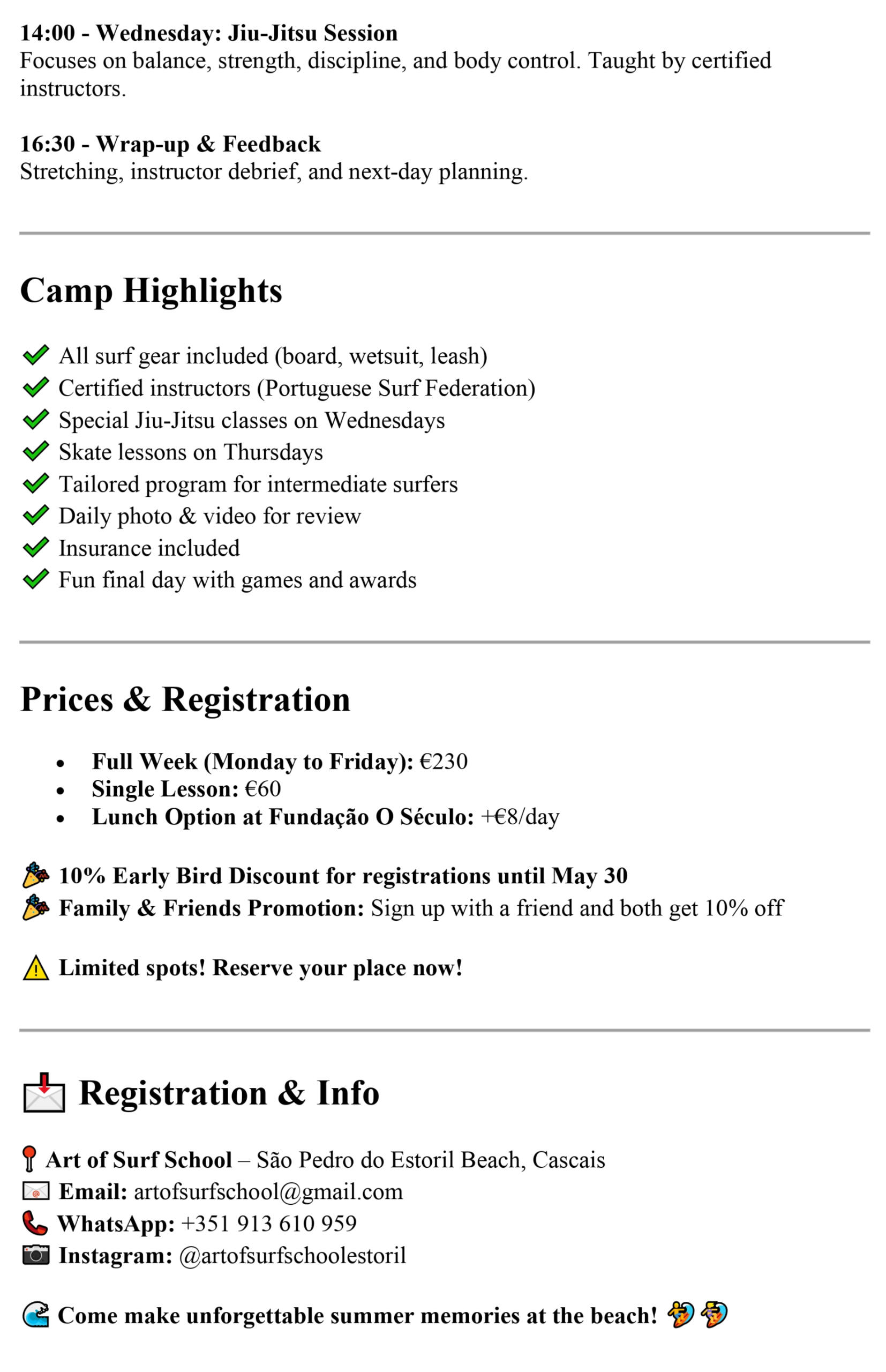 Summer Camp 2025 Summer Camp 2025 Art of Surf School Estoril