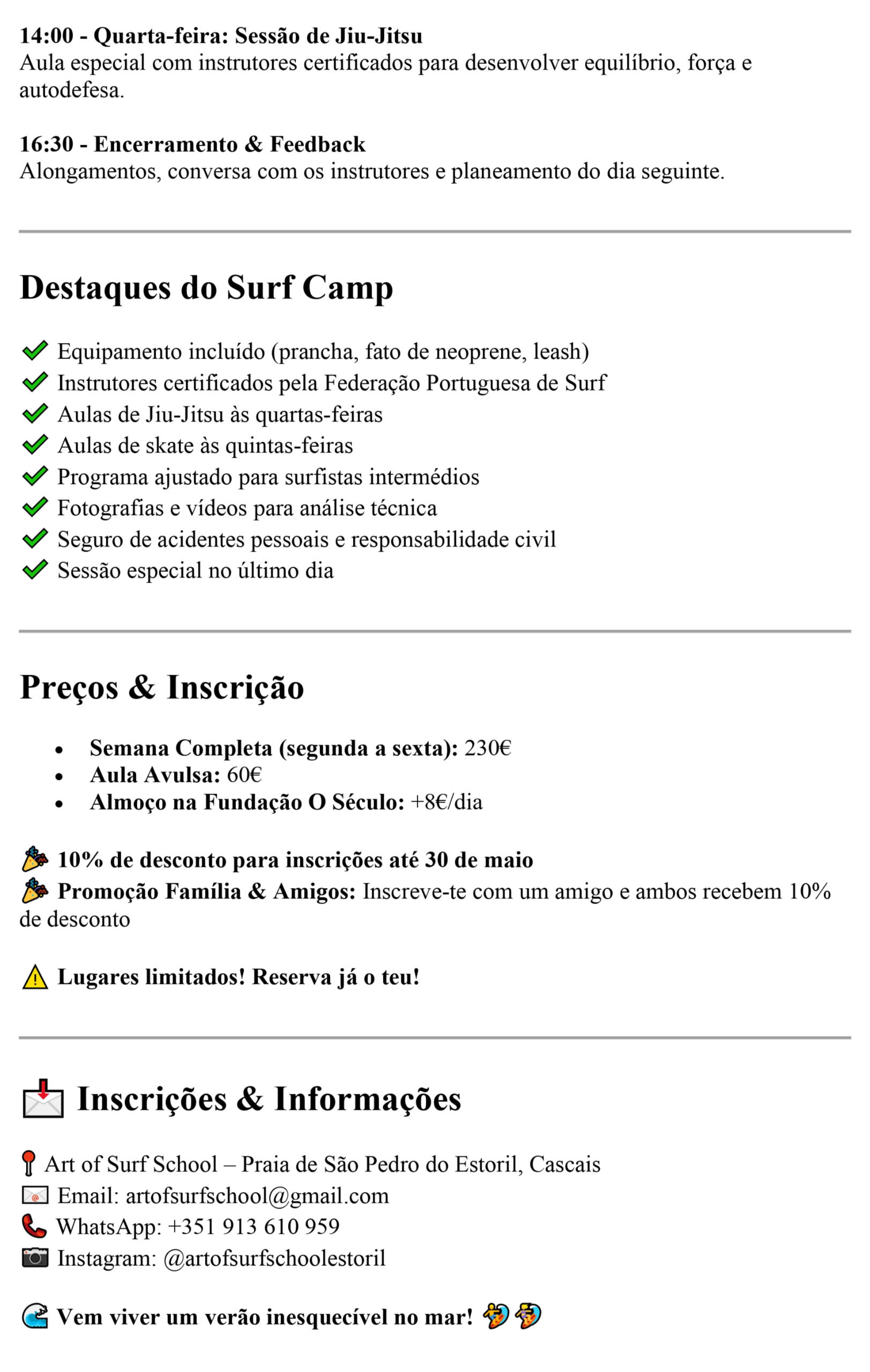 Summer Camp 2025 Summer Camp 2025 Art of Surf School Estoril